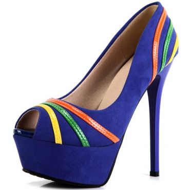 blue striped heels