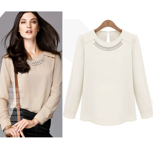 polyester long sleeve blouses