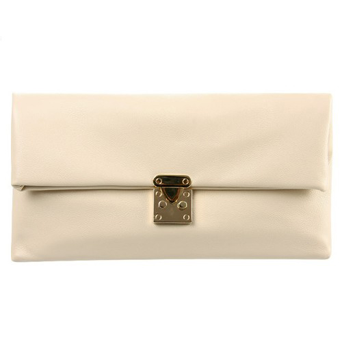 Fashion Solid Zipper White PU Clutches Bag_Clutches Bags_Bags