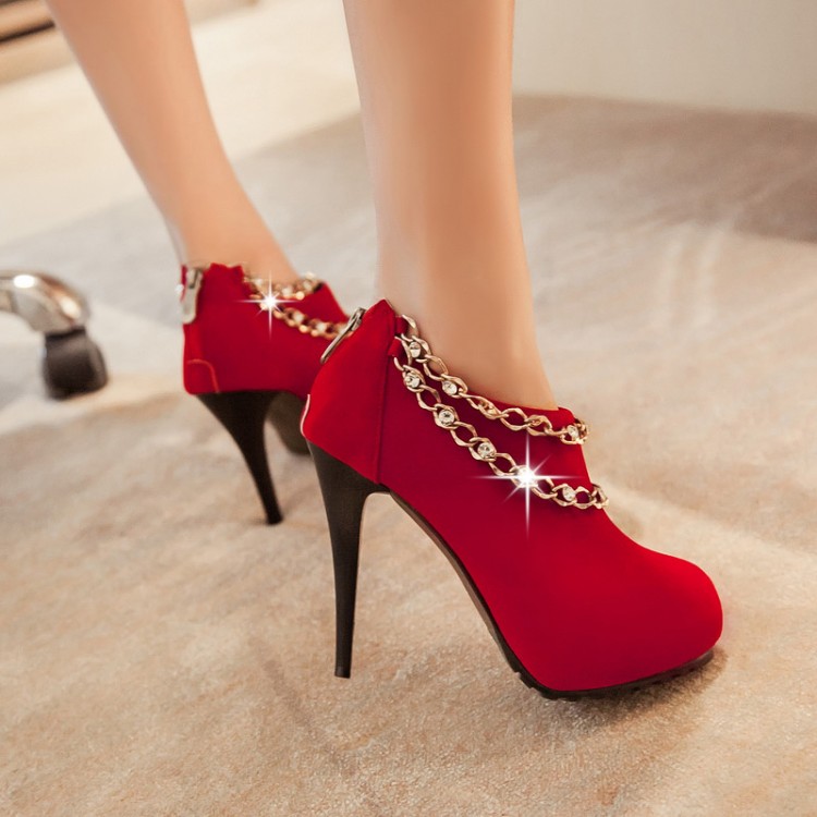 Cheap Winter Round Toe Zipper Design Chains Decorated Cheap Winter Round Toe Zipper Design Chains Decorated