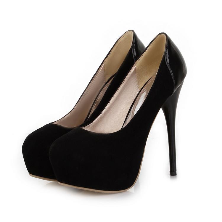 Fashion Round Closed Toe Stiletto High Heel Black Pumps_Pumps_Shoes ...