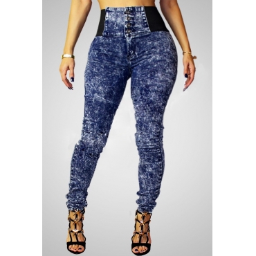 Women's Trendy High-Waisted Skinny Spliced Jeans For Women Jeans_Jeans ...